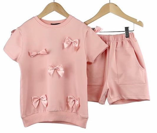 Girls bow short set 0472