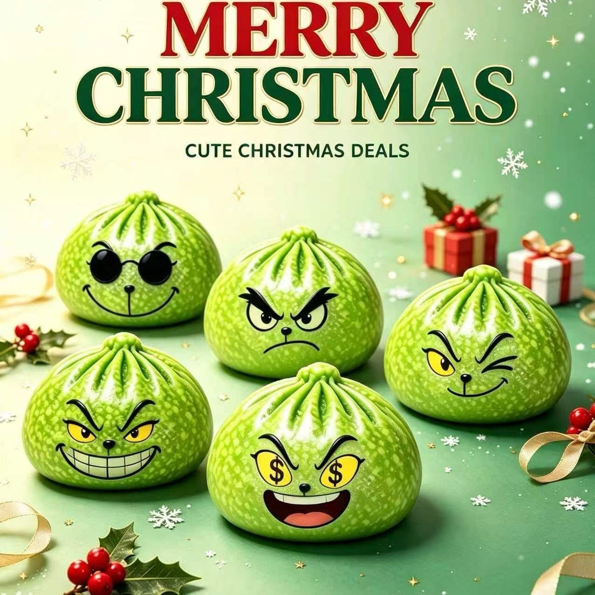 Green monster mystery squishy pack of 3