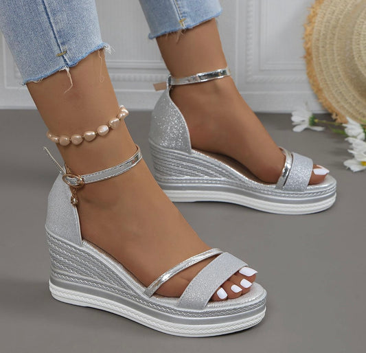 Becca glitter wedge- Silver