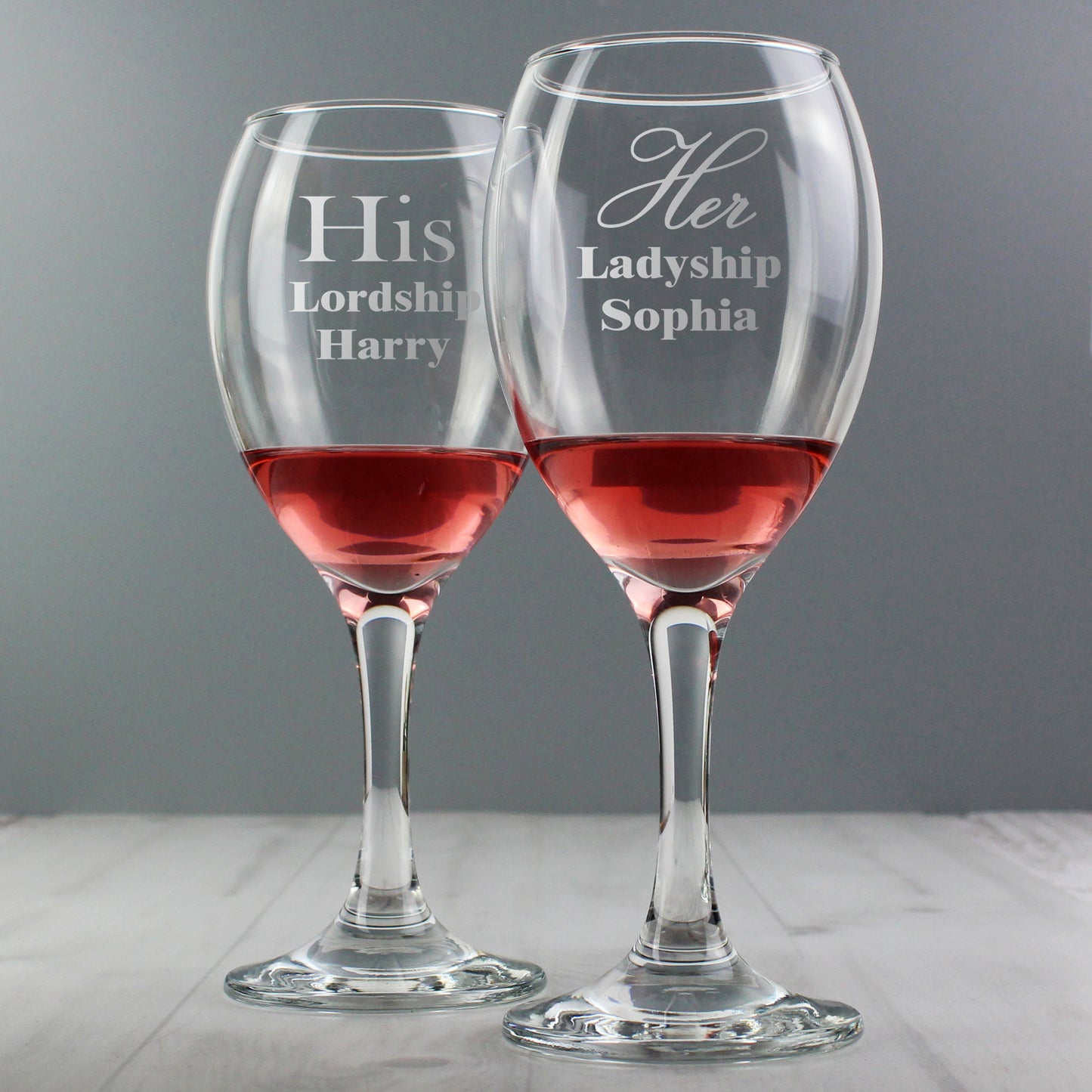 Personalised His & Her Wine Glass Set