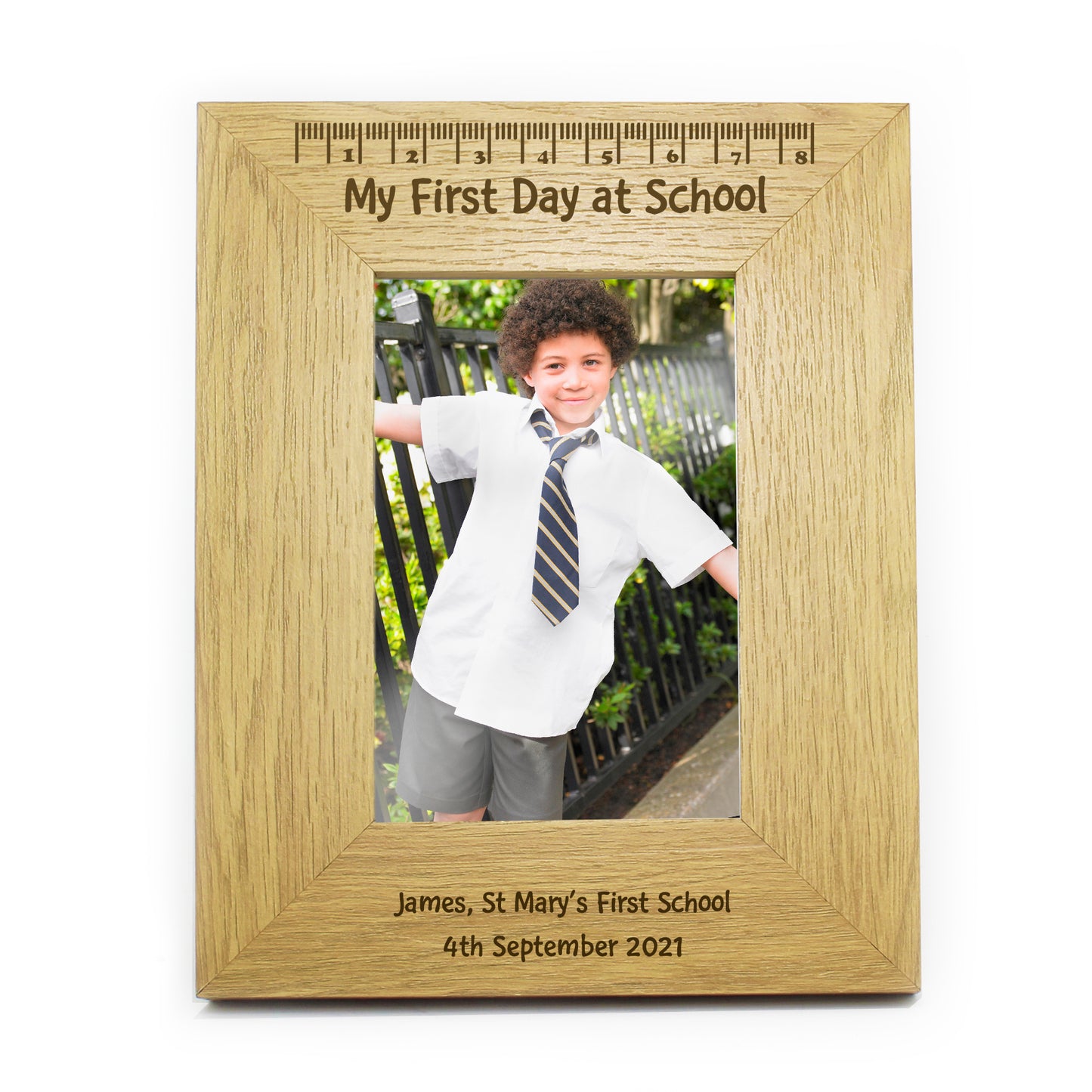 Personalised Oak Finish 6x4 My First Day At School Photo Frame