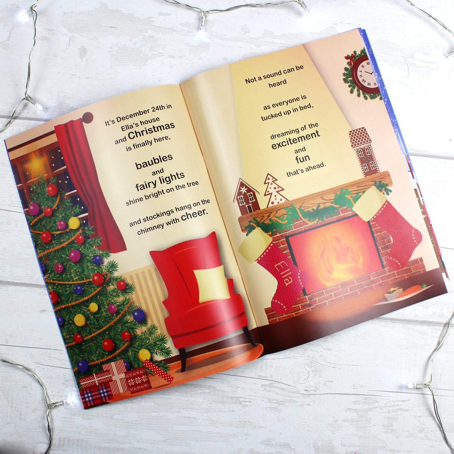 Personalised Girls "It's Christmas" Story Book, Featuring Santa and his Elf Twinkles