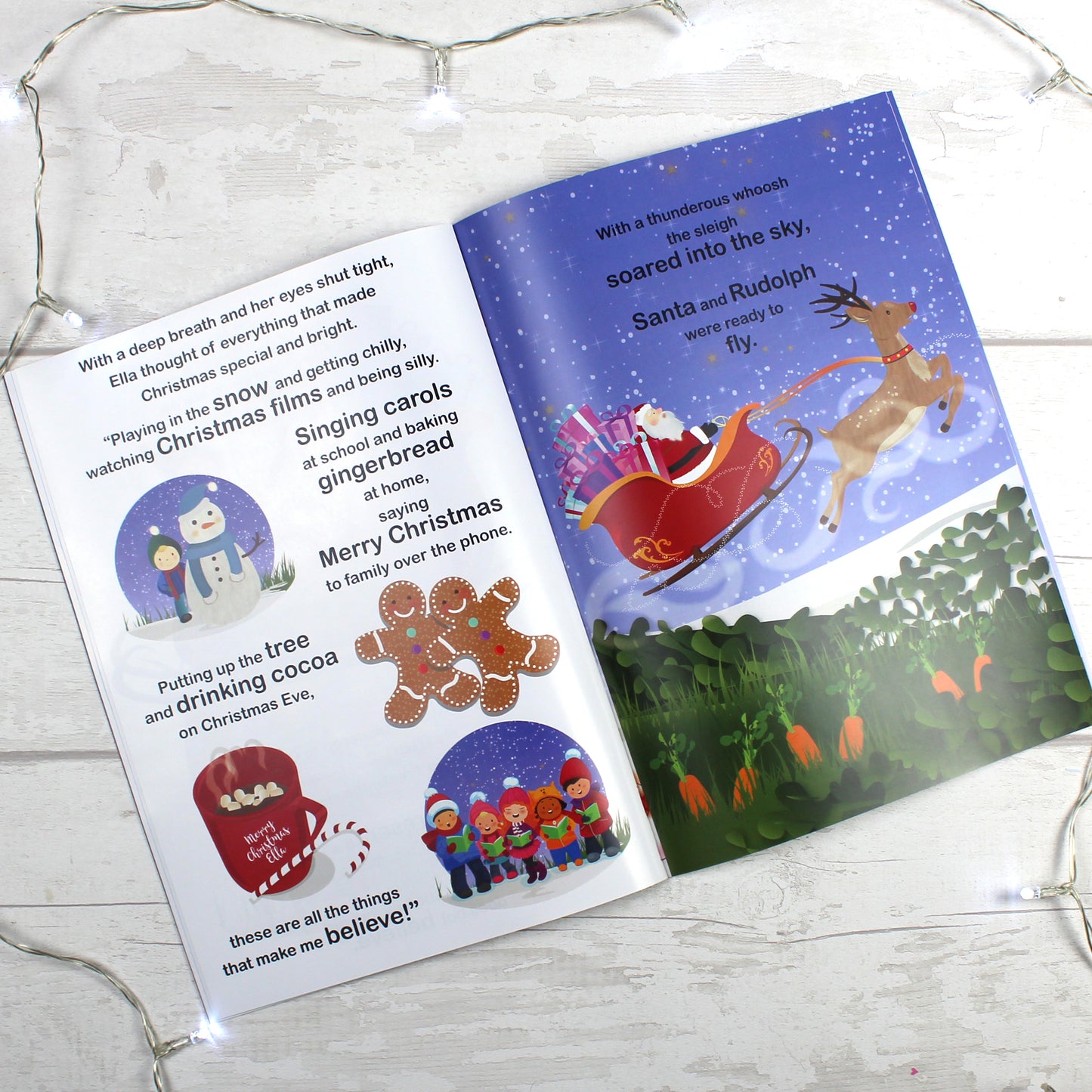 Personalised Girls "It's Christmas" Story Book, Featuring Santa and his Elf Twinkles