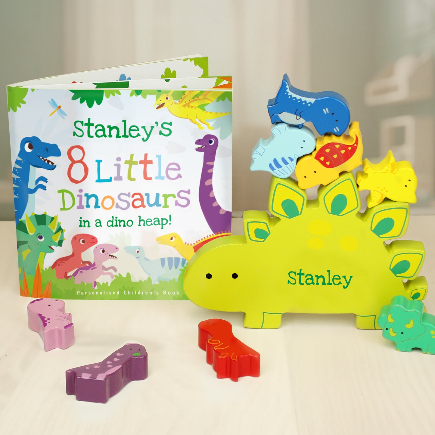 Personalised Dinosaur Book & Stacking Toy