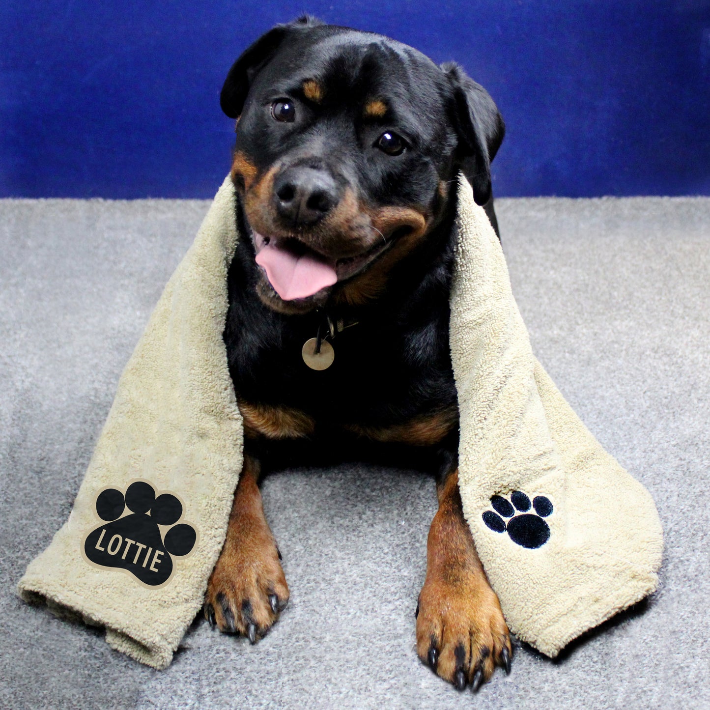 Personalised Paw Print Brown Microfibre Pet Towel