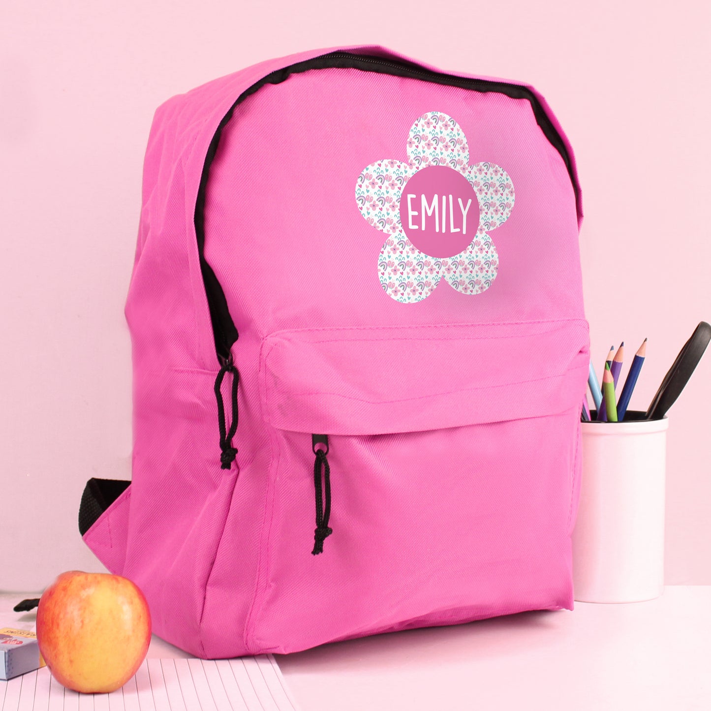 Personalised Flower Pink Backpack