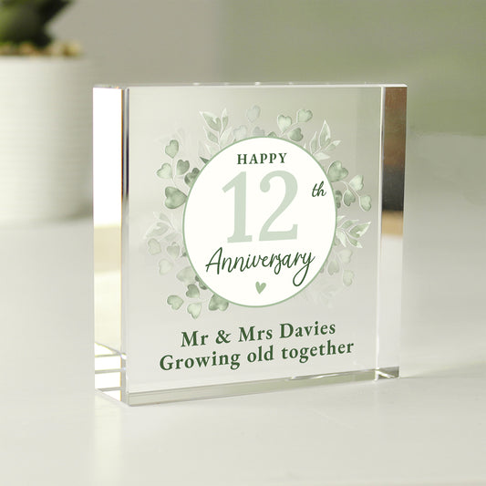 Personalised Botanical Anniversary Crystal Token