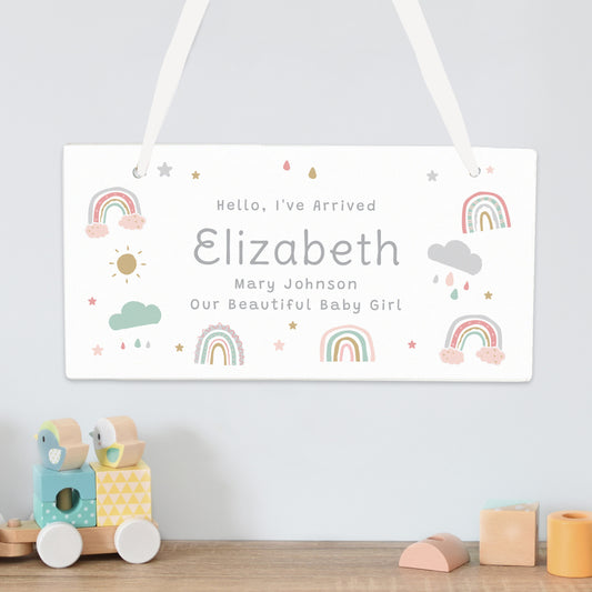 Personalised Rainbow Wooden Sign