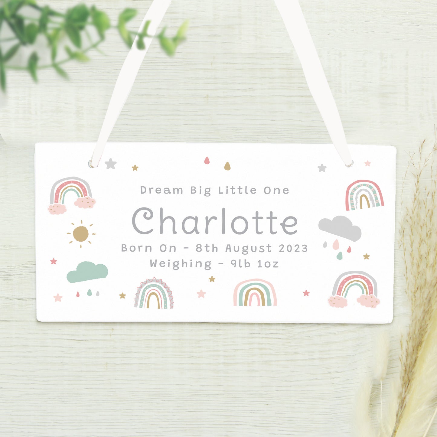 Personalised Rainbow Wooden Sign