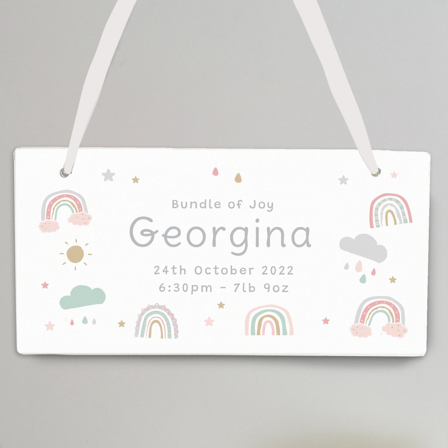 Personalised Rainbow Wooden Sign