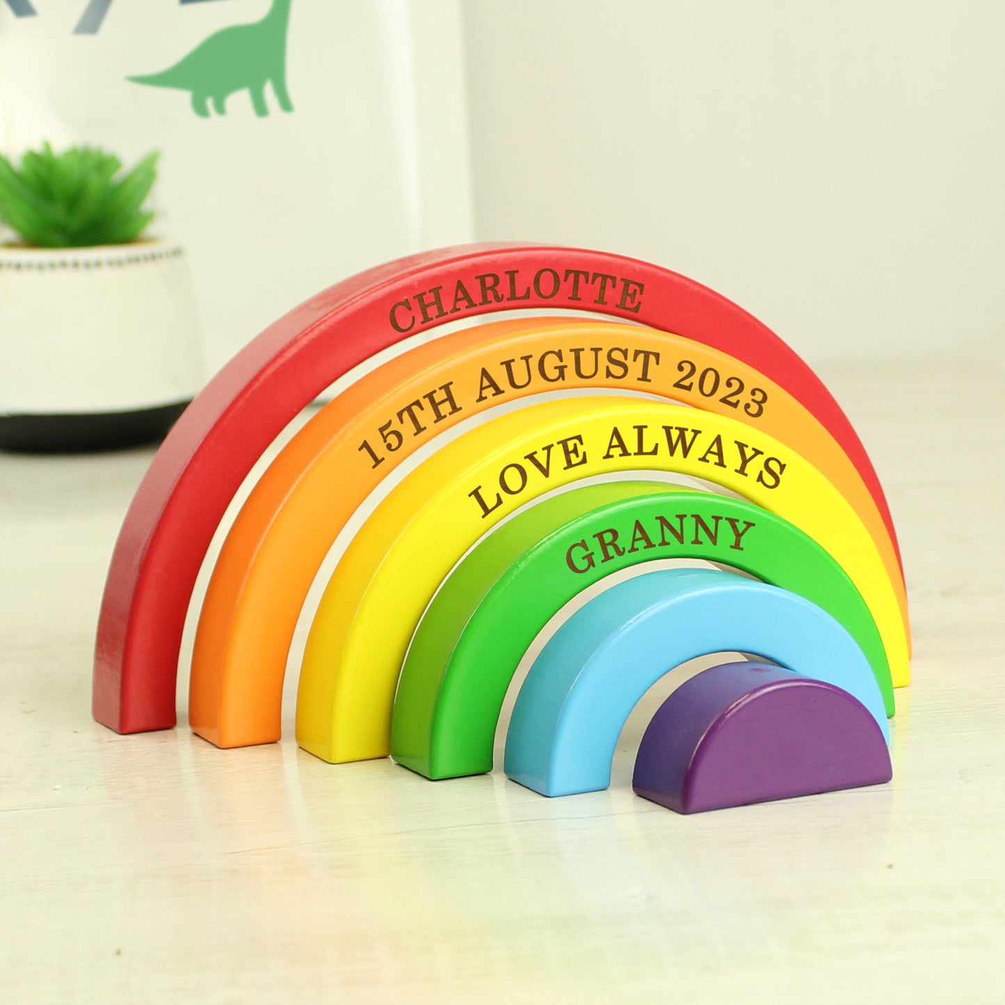 Personalised Wooden Rainbow Stacker