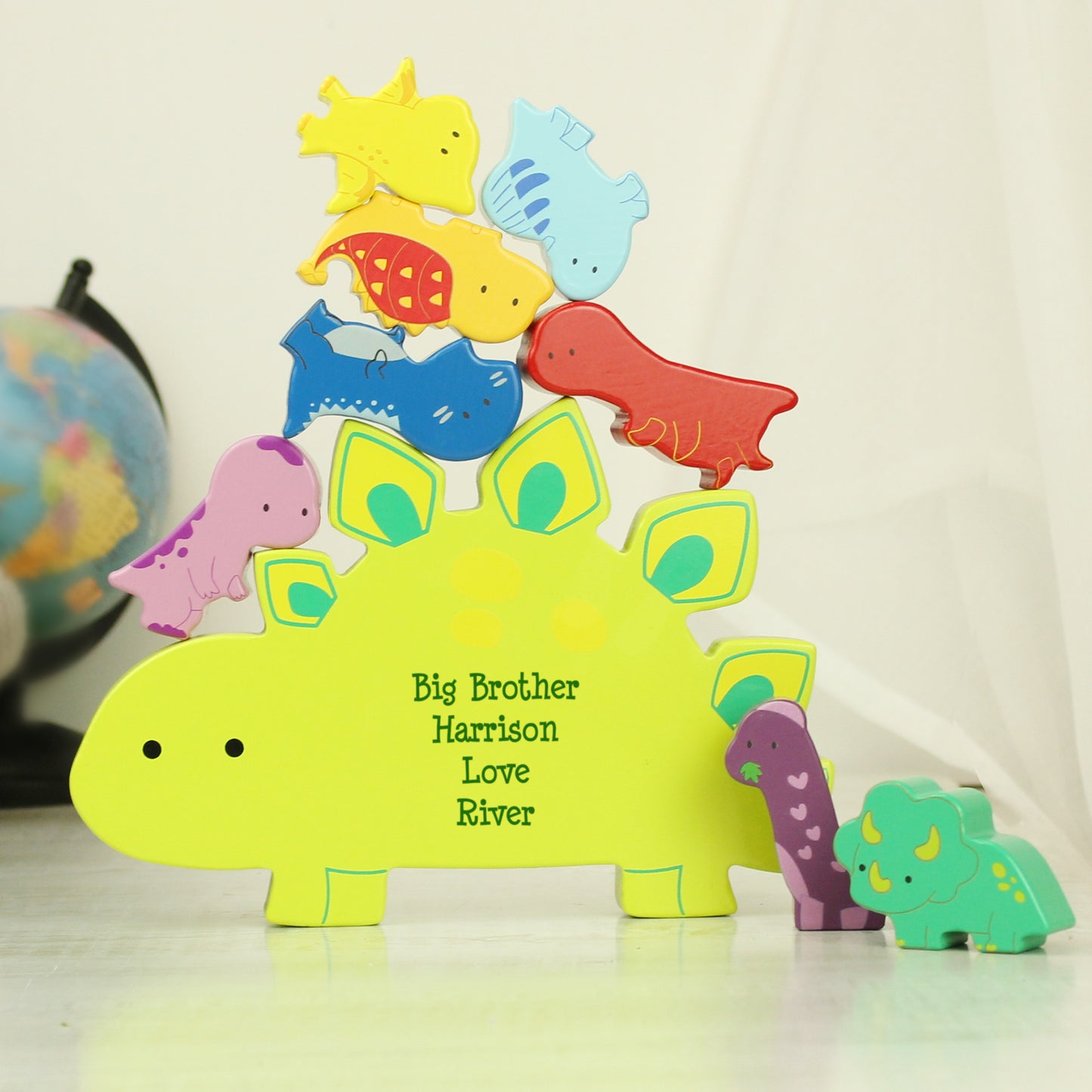 Personalised Free Text Wooden Dinosaur Stacker Toy